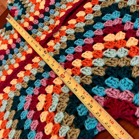 Cardigan Sweater Multicolor Handmade Crochet with 2 Buttons Large - Picture 5 of 9